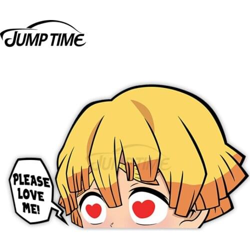 JumpTime 13 x 5.3cm Zenitsu LOVE ME Anime Peeker Decal Scratch-Proof Windows Laptop Car Stickers RV Motorcycle Car Assessoires