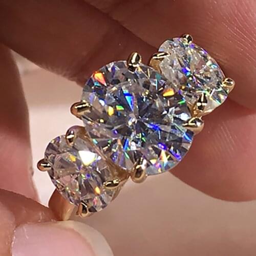 18K Au750 Yellow Gold Women Ring Moissanite Diamonds 1 2 3 Carat Oval Wedding Party Engagement Anniversary Ring Trendy Romantic