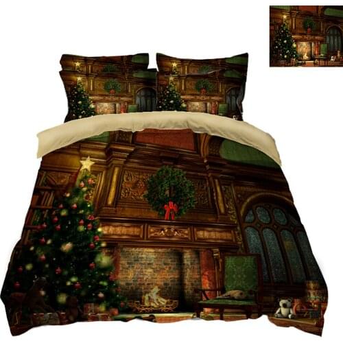King size bed sheet set 3D bedding sets Duvet Pillowcase bed cover Twin king Queenchristmas tree decorate California king