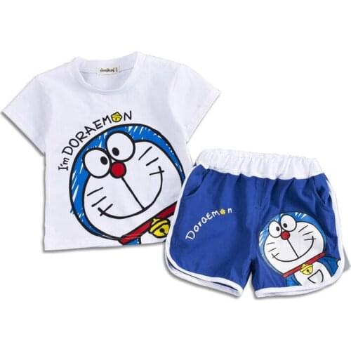 Boys short sleeve suit 2019 childrens clothing summer new girls cartoon childrens two-piece set 1-4 years old