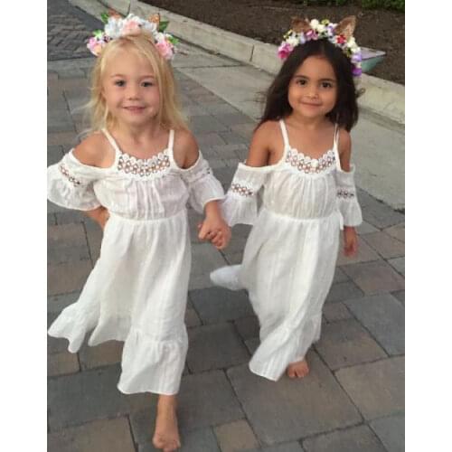 Stylish Little Girls Off-shoulder Floral Summer Dress Children Baby Flower Girl Kid Princess Dress Party Kids Tulle Long Dress