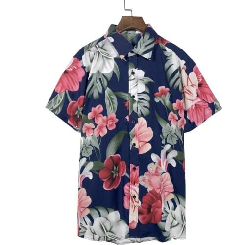 Best Sale Cheap Fashion Slim Fit Men Floral Printed Hawaii Short Sleeve Button Up Shirts