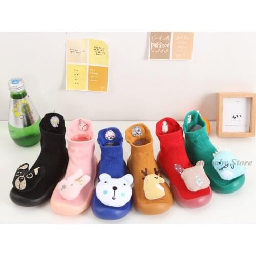 0-4Y Cute Baby Shoes Newborn Winter Baby Boots Knit Cotton Non-Slip Floor Shoes Soft Baby Socks Shoes Animal Cartoon Casual Shoe