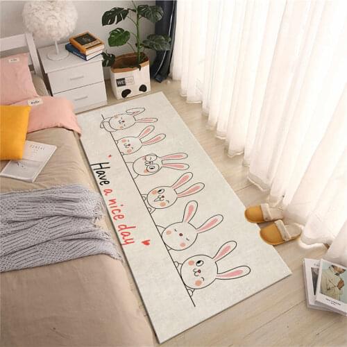 Cute Cartoon Rabbit Rug For Kids Room Soft Flannel Bedside Mat For Boys Girls Bathroom Floor Mat Kitchen Mats Non-slip Kawaii