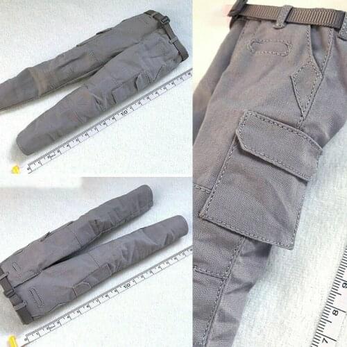 In Stock 1/6 Male Gray Tactical Pants and Belt Accessories Fit 12"PH HT Soldier Action Figure Body