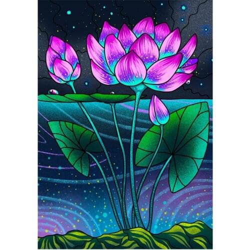 Round full diamond 5d landscape diamond painting lotus leaf DIY diamond embroidery kit home decoration ornament mosaic