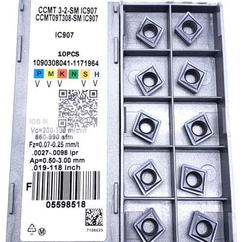 10PCS CCMT09T308 SM IC907 / IC908 External Turning Tools CCMT 09T308 Carbide insert Lathe cutter Tool Tokarnyy turning insert
