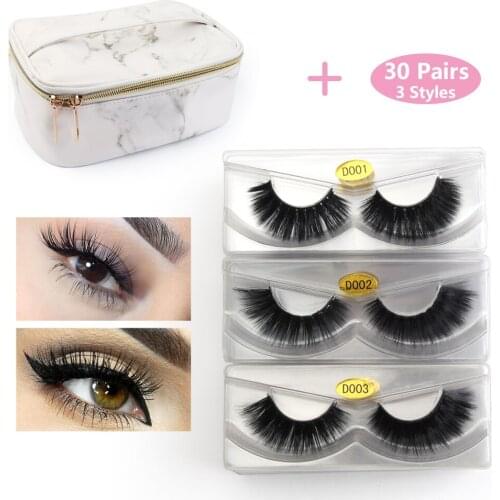 New 30 Pairs Fake Eyelashes Makeup 3D Mink Eyelashes Set 100% Cruelty free Thick Mink Lashes with Storage Bag