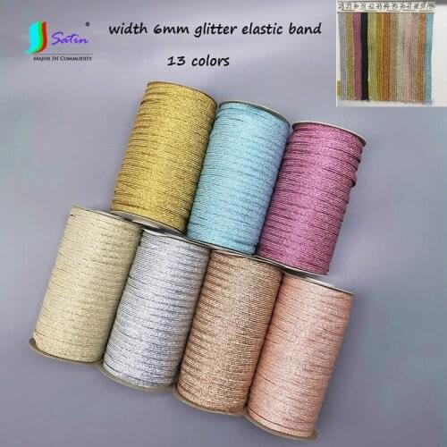 Wholesale by roll Dance Show Clothes Dress Pants Skirt Sew Diy Material Width 6mm Flat Shiny Glitter Elastic Band A0499L