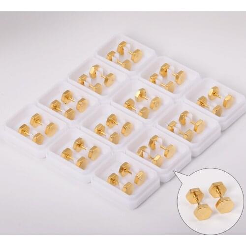 12 Pairs 316L Stainless Steel Geometry Earrings Mujer Accessories New Punk Jewelry Gold Color Anti-allergy Small Earrings Women