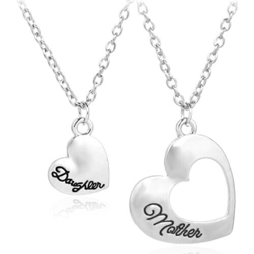 New Statement Heart Mother Daughter Necklaces Hollow Splicing Necklace polishing letter Jewelry mothers day Gift For Mom/Daught