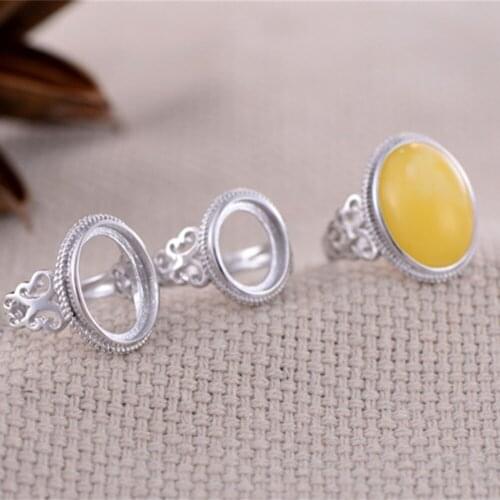 Adjustable Ring Blank (10x13mm/12x16mm/13x18mm Oval Blank) Long-Lasting White Gold Plated 925 Silver Ring Setting R624B