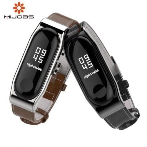 Mi band 3 bracelet Wrist Strap Genuine Leather Wrist Strap Bracelet For Xiaomi Mi Band3 Black Smart Watch Screwless Miband 3 Str