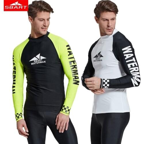SBART Men long sleeved Rash Guards pair T-shirt sunscreen clothes Super Elastic swimming diving surfing UV protection beach coat