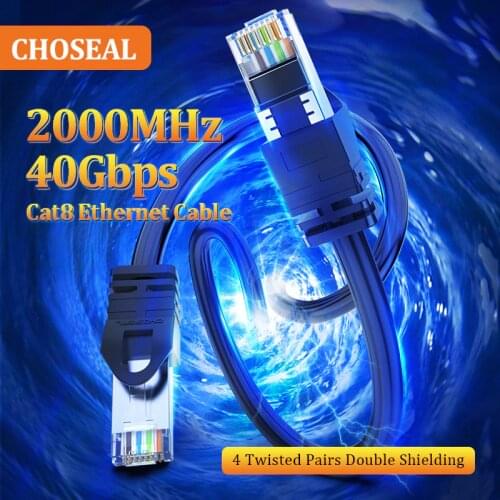 CHOSEAL Ethernet Cable Cat 8 Network Cable 24 AWG 40Gbps 2000Mhz High Speed Cat8 LAN Network RJ45 Cable For Router Modem