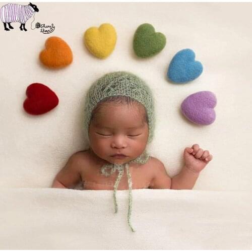 Newborn Baby Photography Felt Love Heart Props Baby Photo Shoot Studio Posing Handmade Felt Backdrop fotografia Accessories