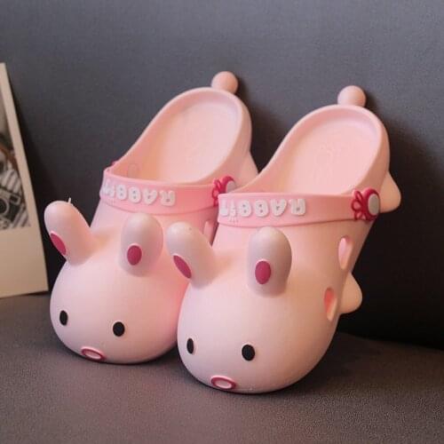 2021 Women Lovely Cartoon Rabbit Closed Toe Bathroom Slippers Summer PVC Slides Slip On Sandals Shoes Flip Flops Zapatillas