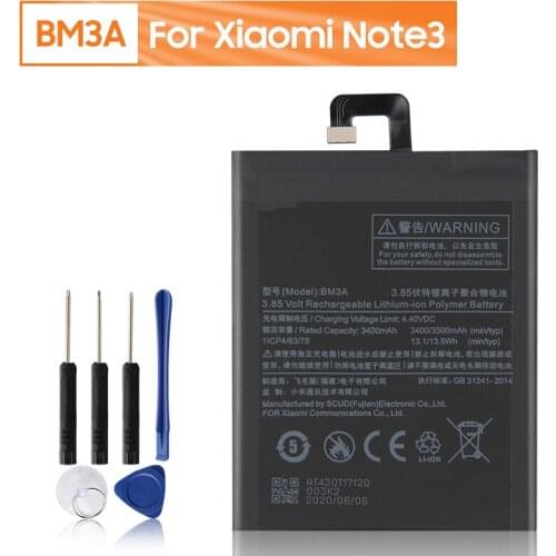 Xiao Mi Original BM3A Battery For Xiaomi Note3 note 3 BM3A Genuine Replacement Phone Battery 3400mAh With Free Tools