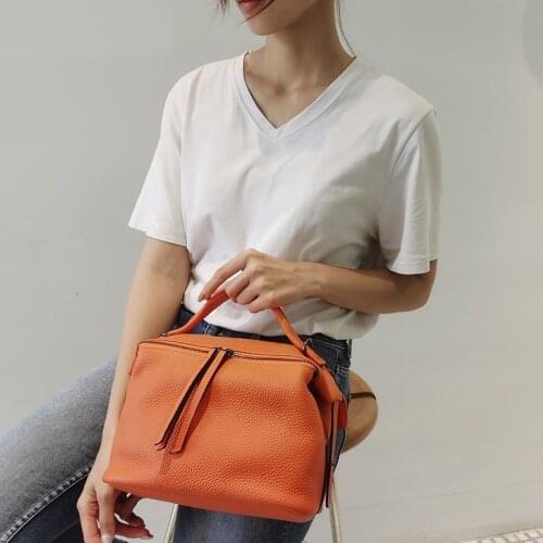 Fashion messenger bag ladies real genuine leather bag womens small shoulder crossbody bags for women 2021 Beige white orange