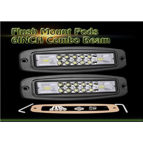 Flush Mount LED Pods 48W LED Driving Lights LED Work Light Spot Beam Lights for Truck ATV UTV Boat 4X4 Grill Mount