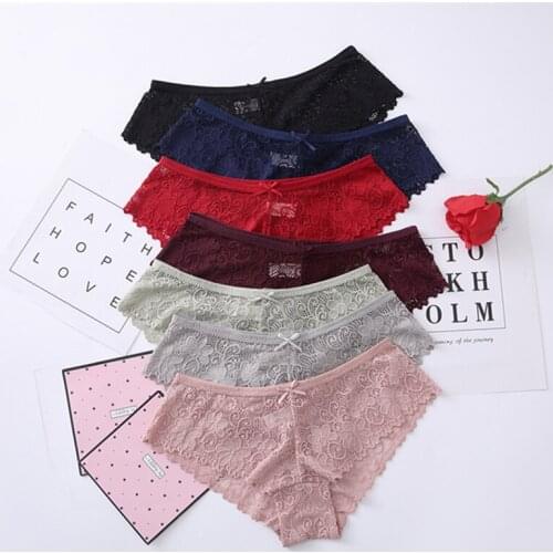 6Pcs Luxury Romantc Texture Lace Female Briefs Zero-sense Comfortable Light Women Underwear Sexy Lace Breathable Nylon Seamless