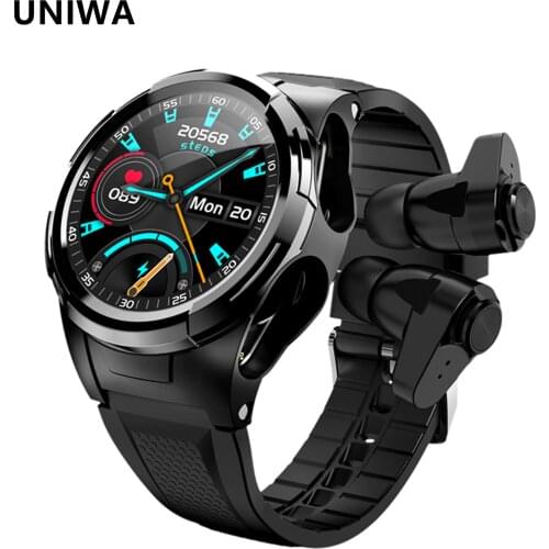 UNIWA S201 Smart Watch TWS Bluetooth Earphone Men Sport Smart watch Fitness Clock Body Temperature Thermometer For Android IOS