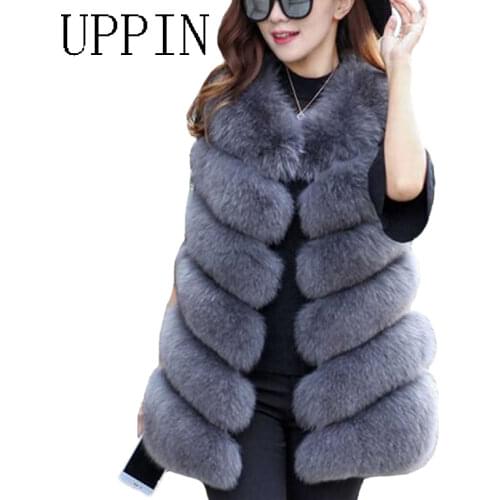 UPPIN Winter Warm Vest New Arrival Fashion Women Import Coat Fur Vest High-Grade Faux Fur Coat Fox Fur Long Vest Plus Size S-3XL