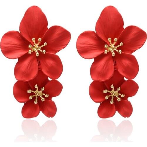 Vintage Big Double Flower Women 2020 Wedding Dangle Bohemian Fashion Party Long Jewelry Earrings Women 2021 New Dropshipping