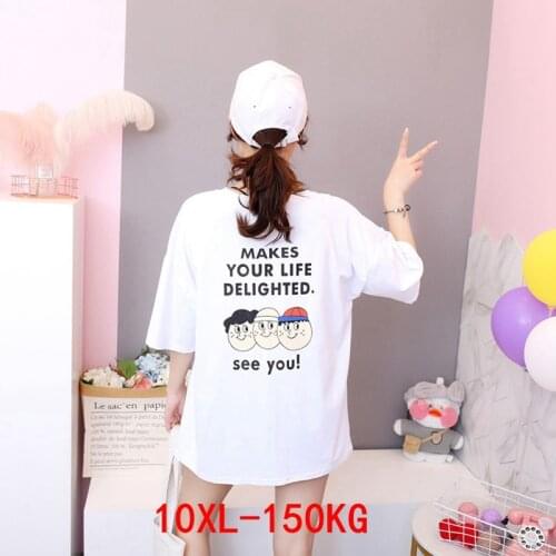 Plus size womens T-shirt deer plus size 7XL 8XL 9XL10XL summer round neck short sleeve casual loose plus size black T-shirt top