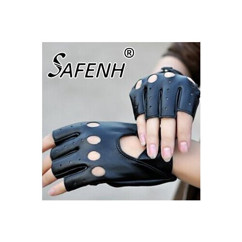 Women Black Half Finger Driving Women Gloves PU Leather Fingerless Gloves