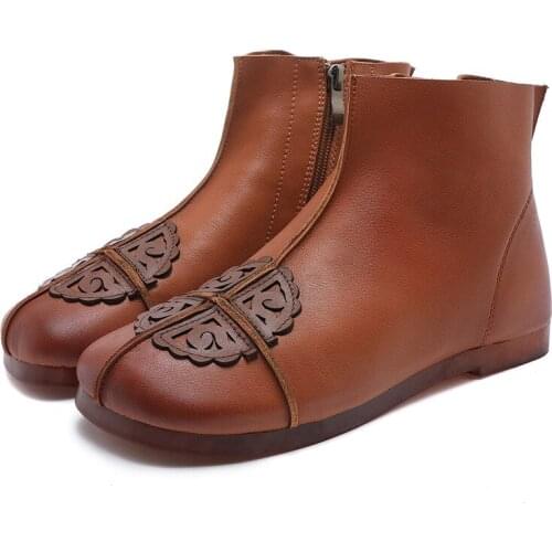 Womens leather boots new retro flat boots leisure comfortable shoes & # 39; S contracted women really leather boots