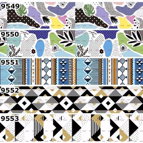 10yards - different sizes -Grosgrain ribbon - geometric pattern printed ribbon /19069544-9558
