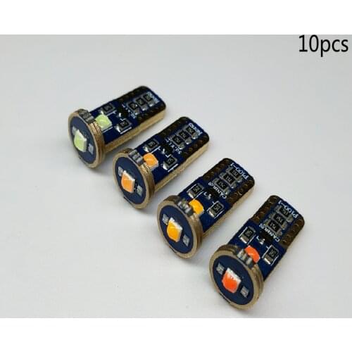 10PCS T10 LED White 3SMD 5050 Led Car Light W5w 194 168 CANBUS Error Bulbs 12V Wedge Lamp Turn Signal Light Band Decoder Sign G