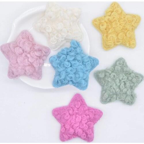 12Pcs Soft Curled Plush Padded Patches Star Appliques for Crafts Clothes Sewing Supplies DIY Headwear Hair Clips Accessories N06