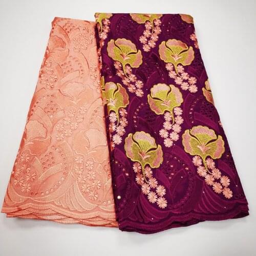 2.5+2.5Yards Swiss Voile Lace In Switzerland 2021 Senegal Dry Lace Fabrics Dubai Lace For Party Nigerian Lace With Scarf