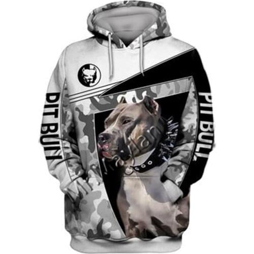 2021 Fashion Animal Pit Bull 3D Printed Hoodie Men Women Casual Pet Dog Designs Hooded Oversized Hooded Coat Drop Shipping WQ-92