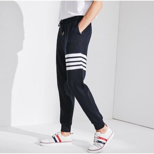 2021 Fashion Brand TB THOM Sweatpants Men Waffle Stripes Cotton Casual Sports Trousers Tracksuit Bottoms Mens Jogger Track Pants