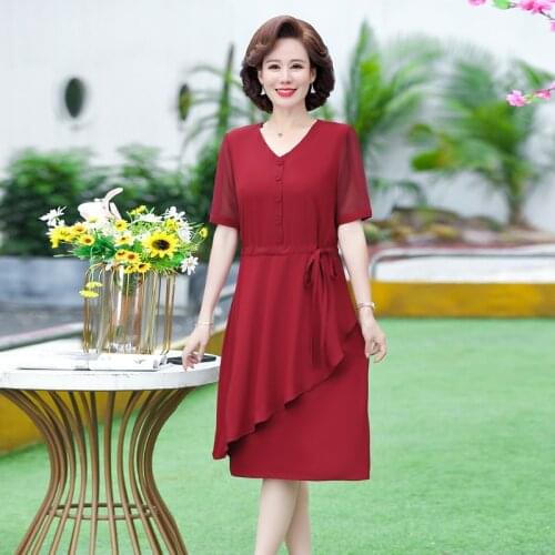 2021 Casual Chiffon Dress For Women cocktail Short Sleeve Plus Size 5XL Beach Womens Dress Solid Midi Dresses