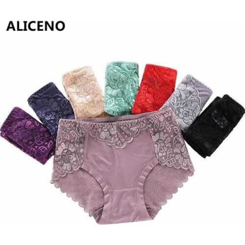 3pcs/Lot Sexy Lace Back with Bow Modal Crotch Womens Underwear Hollow Out Breathable Briefs Thong Transparent Panties HP11