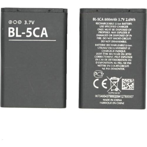 2pcs/lot BL-5CA BL5CA Battery For Nokia 1110 1111 1112 1200 2310 5130XM 7600 N70 E60 5030 C2-00 C2-01 X2-01 BL 5CA