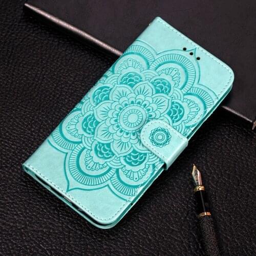 3D Datura Case For Huawei P30 P40 Lite E Mate 30 Pro Leather Flip Holder Relief Book Case For Huawei Mate 20 Lite Phone Cover