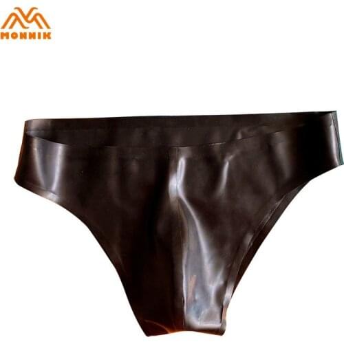MONNIK latexSexy LingerieSexy Black Latex Briefs Men Rubber Male Shorts Underwear Panties