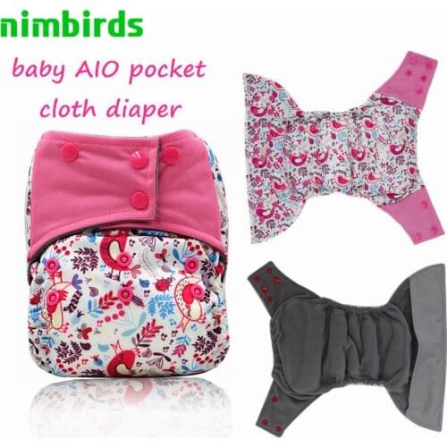 AIO Baby Cloth Diaper Bamboo Insert Nappy,3-36 Months Baby Use,Wholesale AIO Diapers Charcoal Microfleece Reusable Diaper