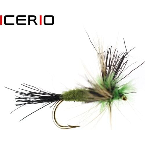 ICERIO 6PCS Green Mayfly Spinners Nymph Tying Hook Trout Fishing Fly Lure Bait #10