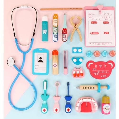Simulation Wooden Teeth Medical Kit Tools Pretend Play Doctor Dentist Kids Toy