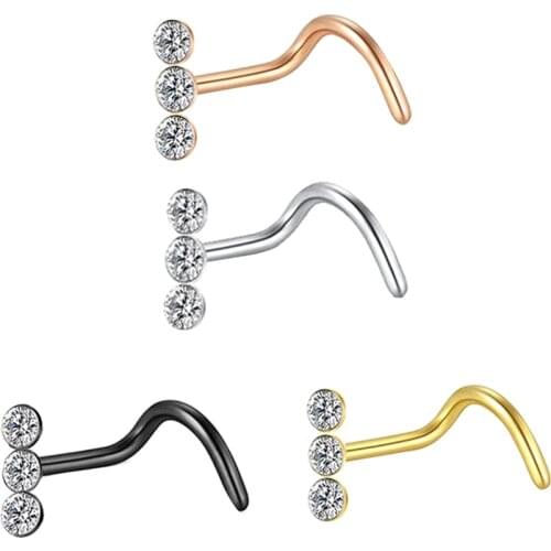 JUNLOWPY Multi Styles Stainless Steel Sexy Crystal Nose Stud Nose Stud Hooks Bar Pin Nose Rings Ear Cuff Body Piercing Man