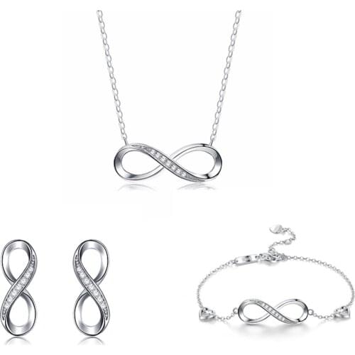 SILVERHOO 925 Silver Jewelry Sets For Women Necklace Earrings Bracelet Girl Female Birthday Wedding Party Jewelry New Arrival