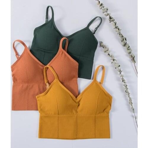 Women Tank Crop Top Seamless Underwear Crop Top Female U Back Short Tops Women Sexy Lingerie Sleeveless Padded Camisole