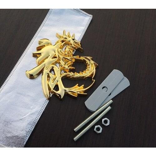 3D Metal 9cm Gold Chinese Dragon Character Auto Emblem Badge Sticker Decal Car Accessories