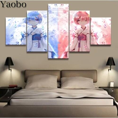 5 pcs diy diamond painting Japanese cartoon kimono girl 5d Diamond Embroidery Cross Stitch kits mosaic decoration rhinestone